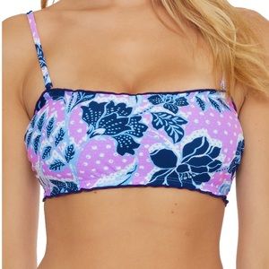 BCA by Rebecca Virtue (XL) floral polka dot Sea Breeze bandeau top **NWT**